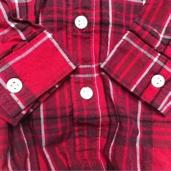 The Children’s Place Onesie Red/Black/White Plaid collared Buttoned 3-6 Months - Picture 4 of 16
